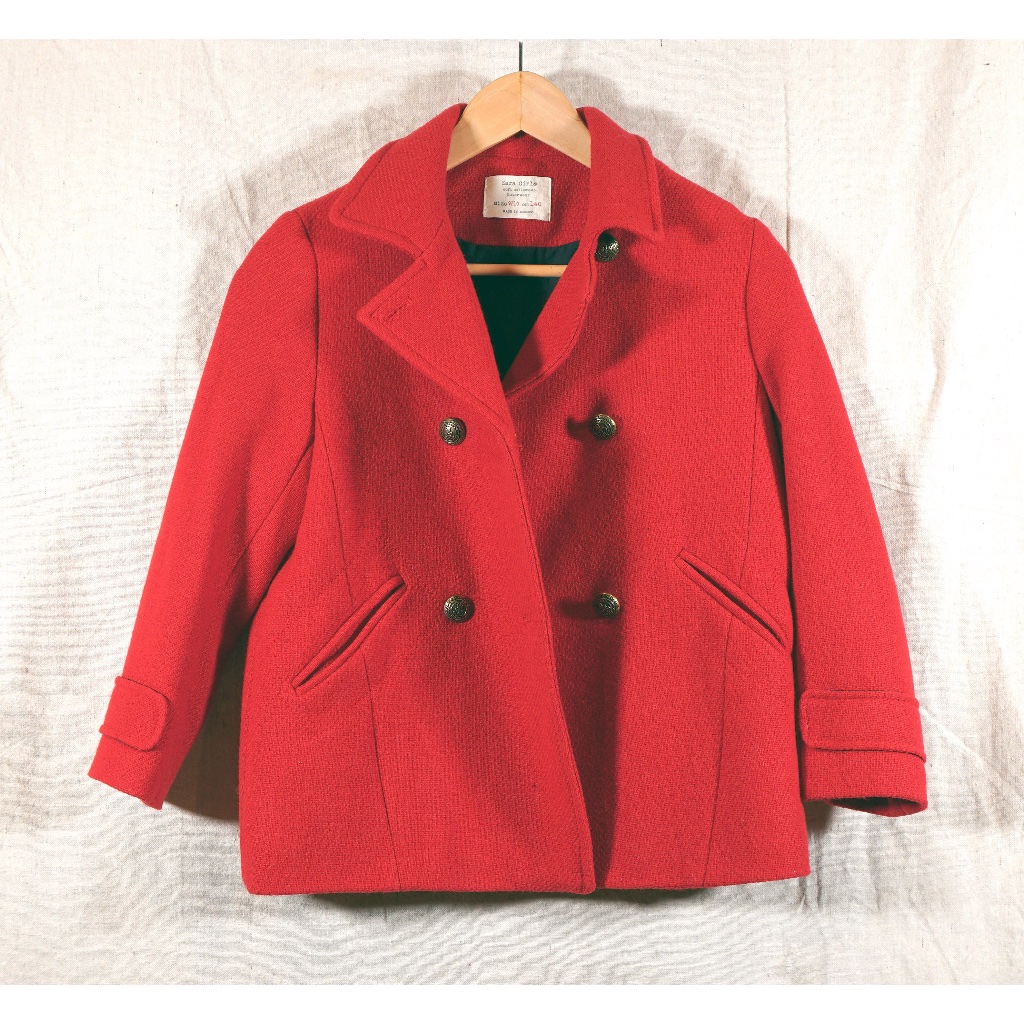 Nwot Zara Girls 9-10 Double Breasted Pea Coat